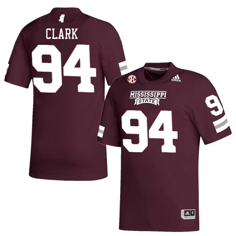 Men #94 Corey Clark Mississippi State Bulldogs College Football Jerseys Stitched-Maroon